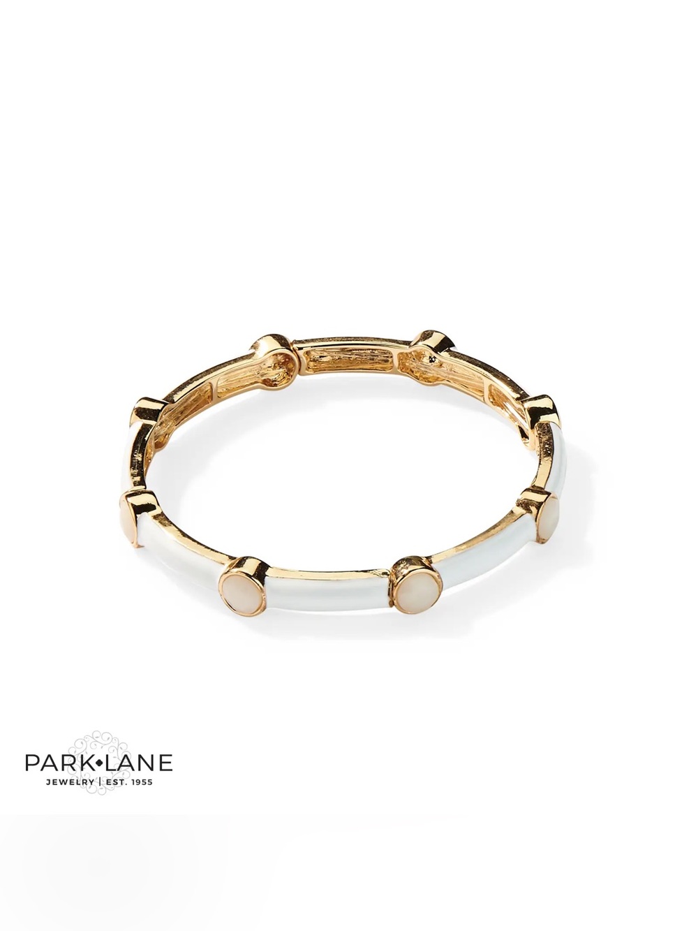 Park Lane Gold and White Enamel Accent Bangle Bracelet - MARSHMALLOW
